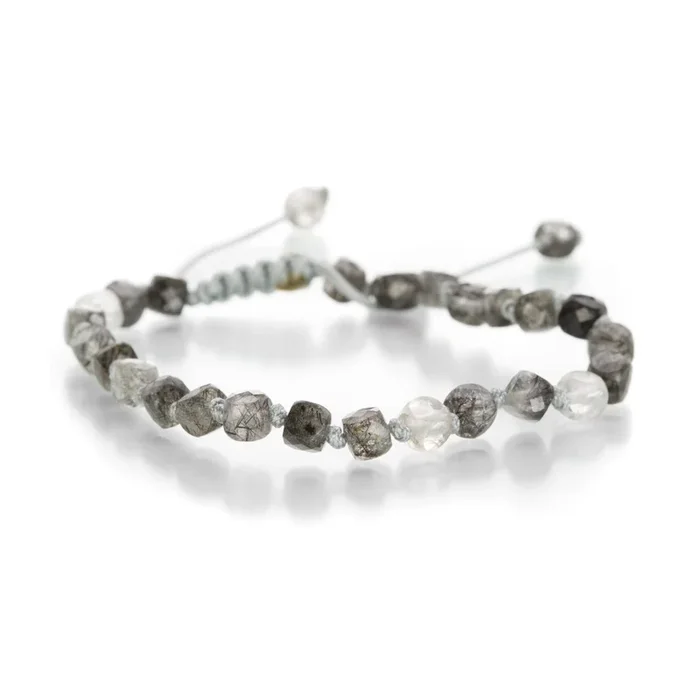 3mm Black Rutilated Quartz Beaded Bracelet