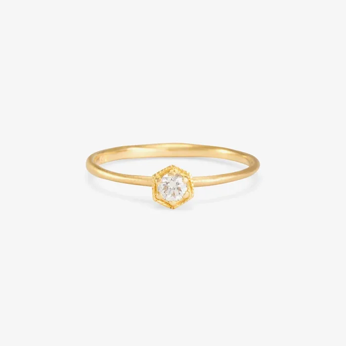 3mm White Diamond Hexagon Ring | R2202W