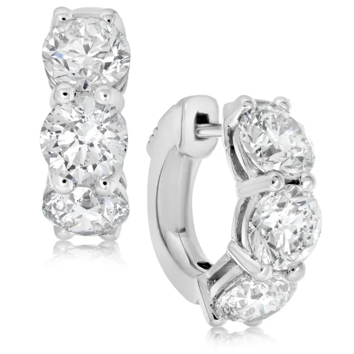 4 1/4 Carat Diamond Huggy Hoop Earrings