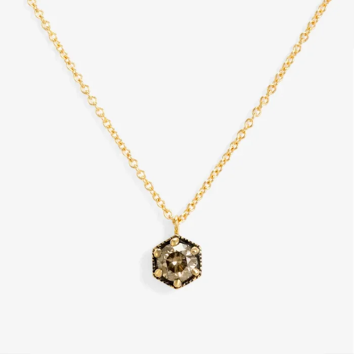 4.5mm Brown Diamond Hexagon Necklace | N9905BR