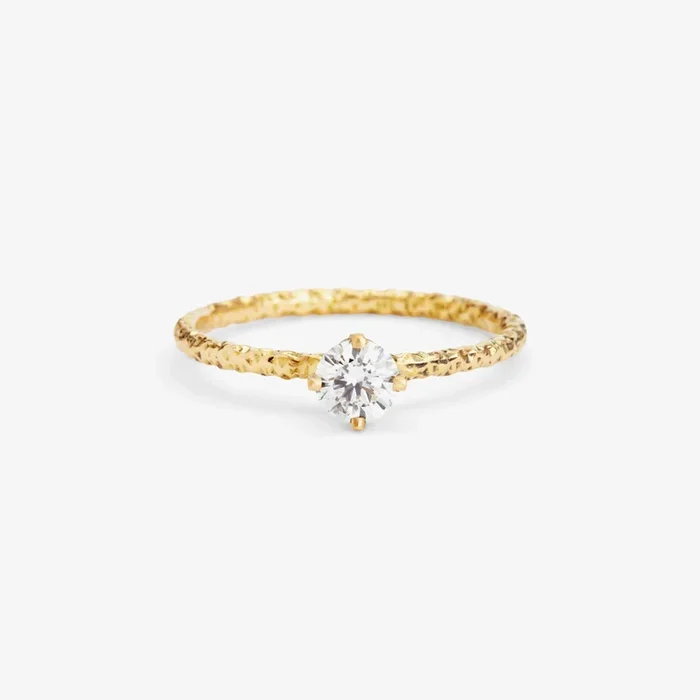 4.5mm White Diamond Homespun Solitaire Ring | R9005W