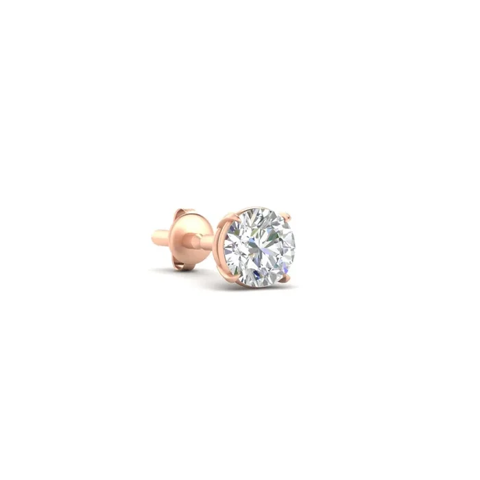 4 Carat Round Cut Single Stud Earring For Man
