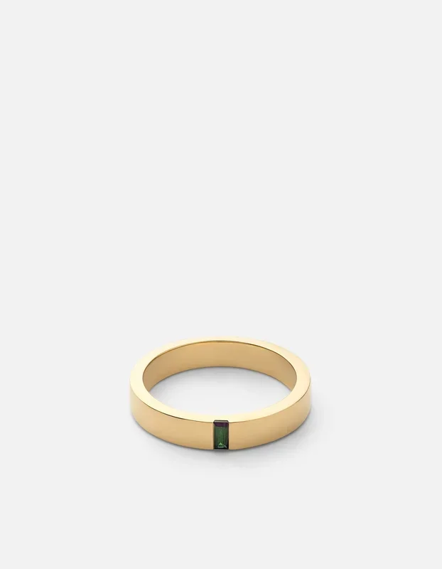 4mm Agate Band, Gold Vermeil w/Baguette