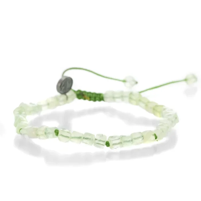 4mm Cube Prehnite Bead Bracelet
