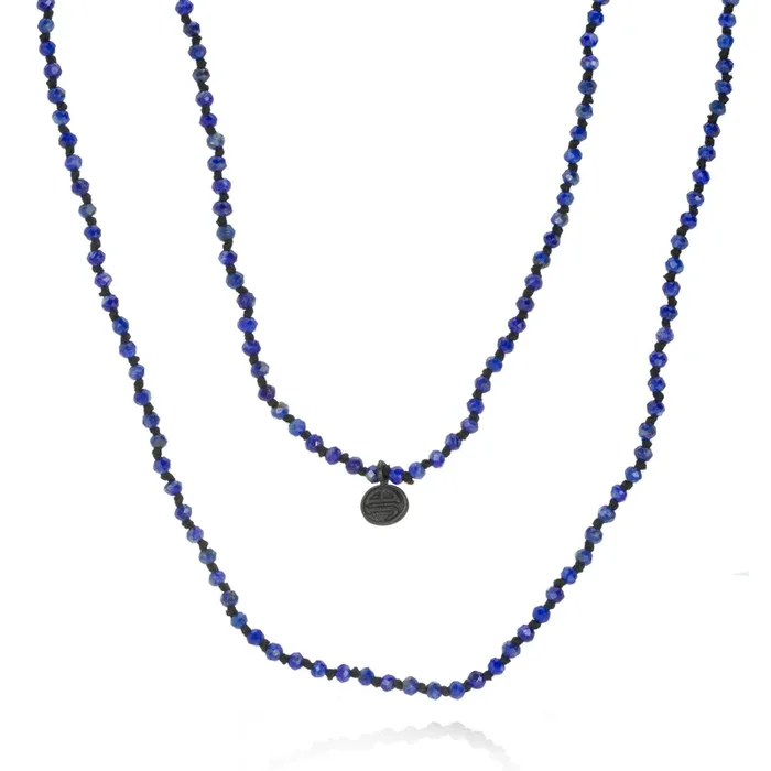 4mm Faceted Lapis Rondelle Necklace