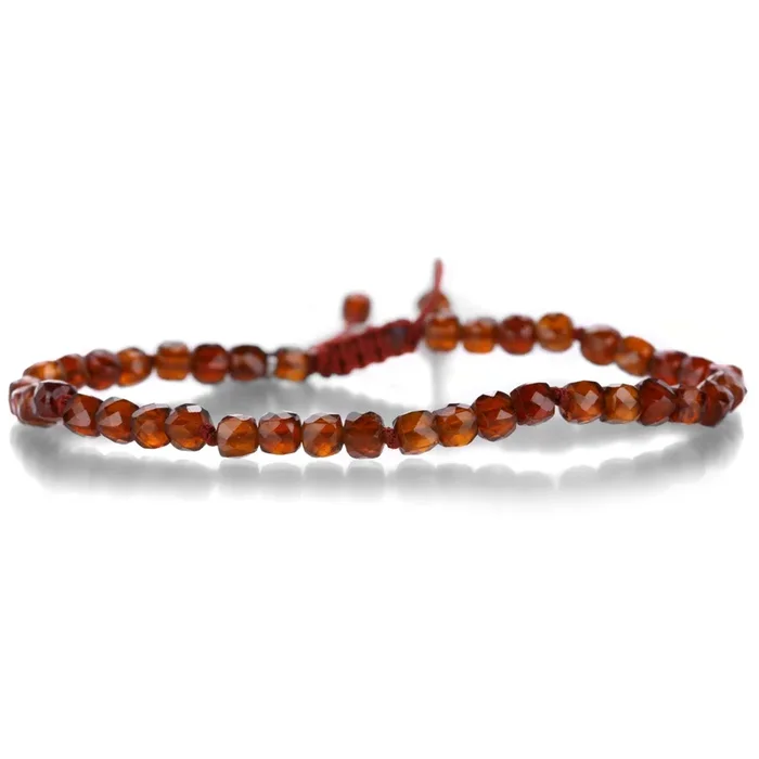 4mm Hessonite Garnet Cube Bracelet