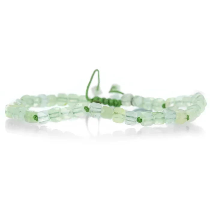 4mm Prehnite Cube Macrame Bracelet