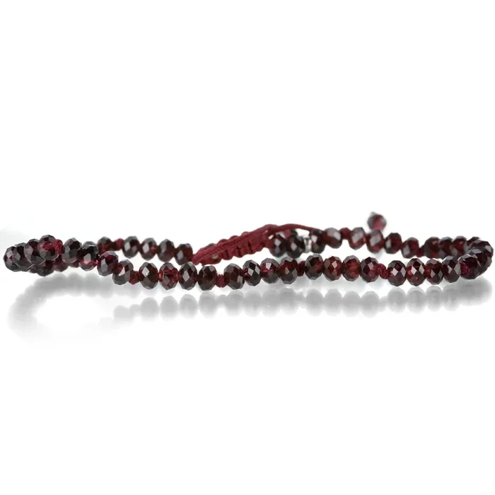 4mm Red Garnet Beaded Bracelet