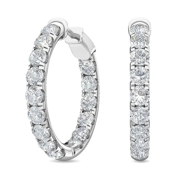 5.08ctw Round Brilliant Lab-Grown Diamond Inside-Out Hoop Earrings in 14kt Gold
