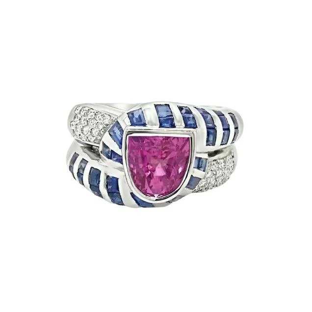5 3/8 cts Pink Sapphire and Sapphire Ring in 18K White Gold by Le Vian