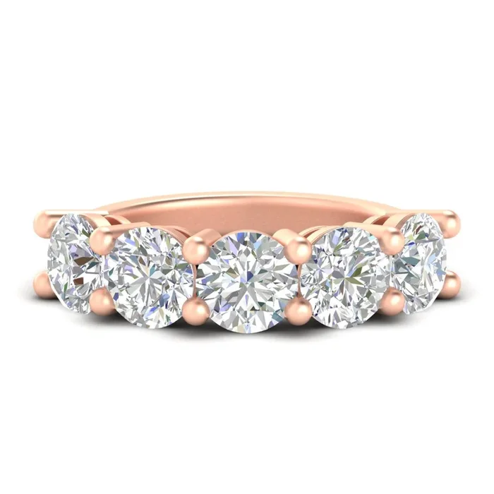 5 Carat Round 5 Stone Colored Anniversary Band