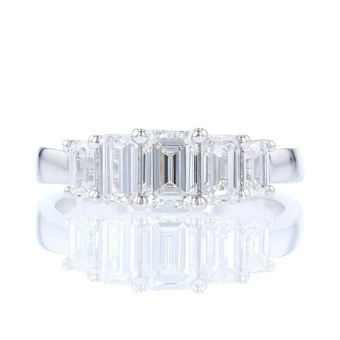 5 Emerald Cut Lab Diamond Graduated Band