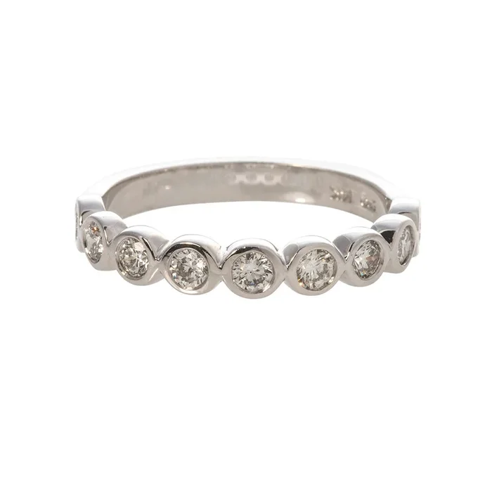 .53ctw Diamond Bezel Set 14K White Gold Halfway Band