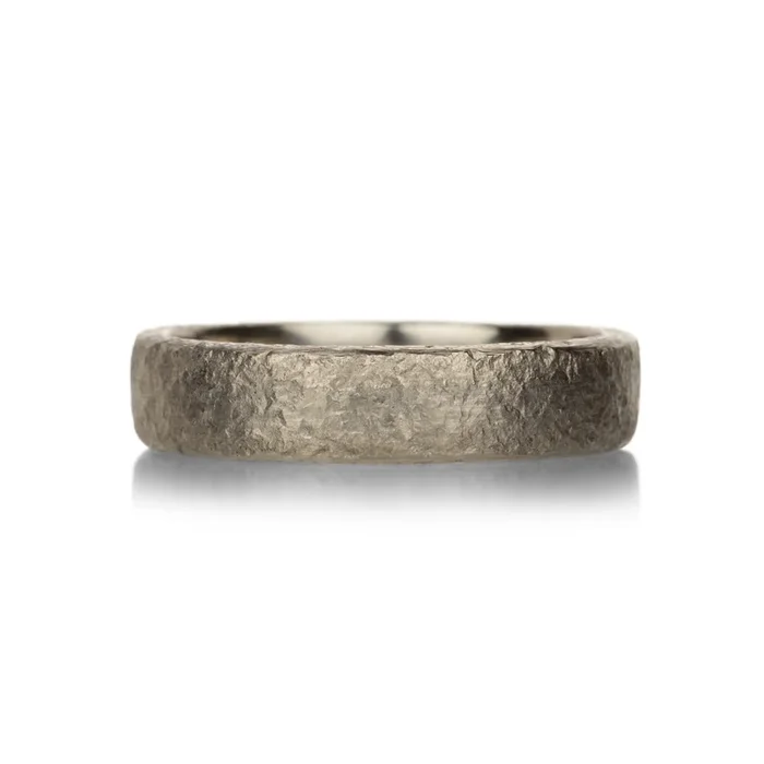5mm 18k Palladium Gray Gold Textured Band