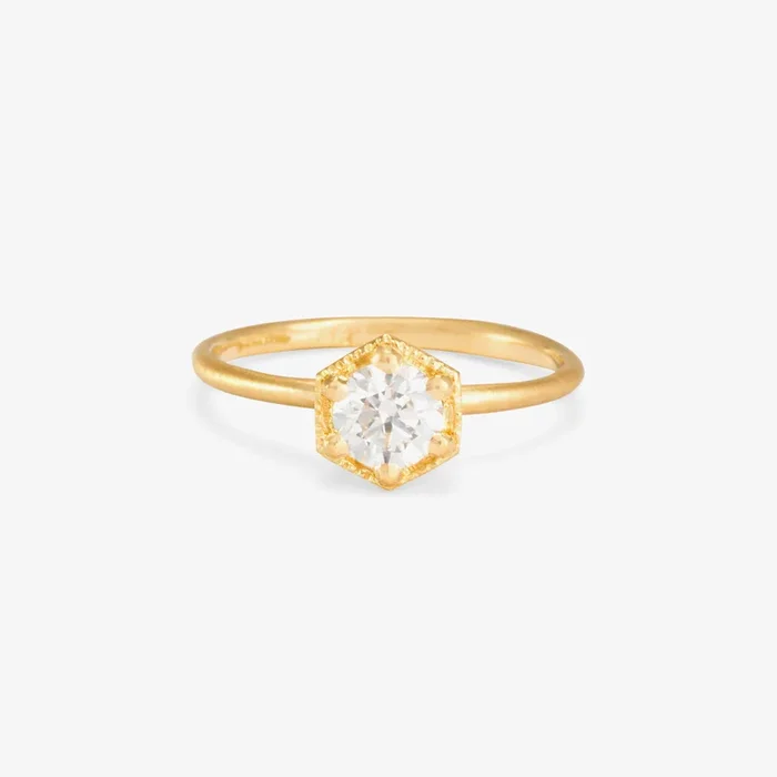 5mm White Diamond Hexagon Ring | R2206W