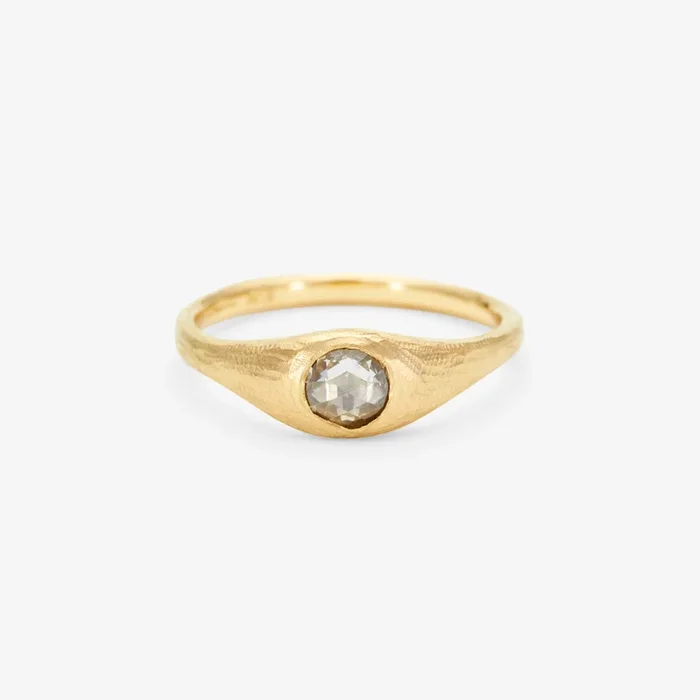5mm White Diamond Rose Cut Curva Ring | R9602W