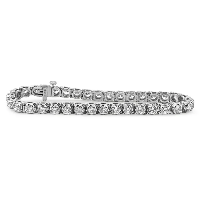 6.53ctw Round Brilliant Natural Diamond Tennis Bracelet in 14k White Gold
