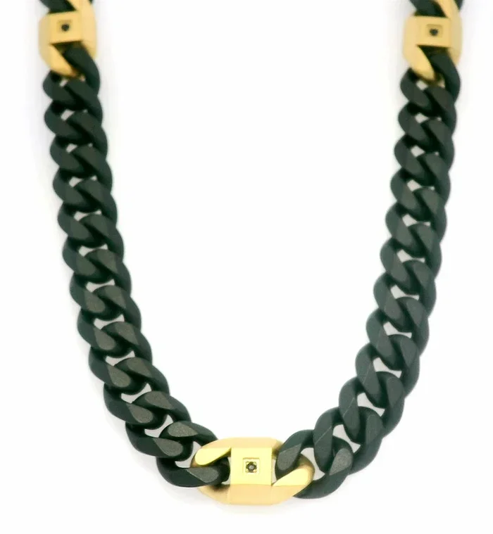 6mm Black And 18K Gold IP Steel Matte Finish Miami Cuban Chain Necklace