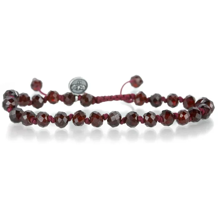 6mm Faceted Red Garnet Beaded Bracelet