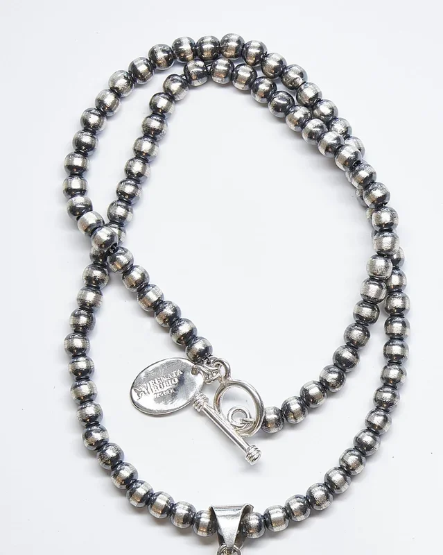 6MM Oxidized Sterling Silver Bead Necklace