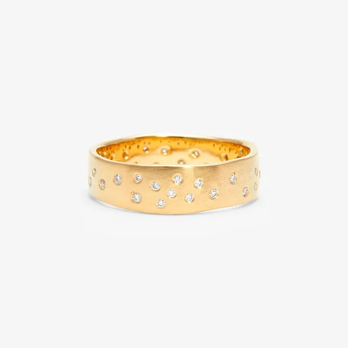 6mm Wide White Diamond Starry Night Band | R7103W