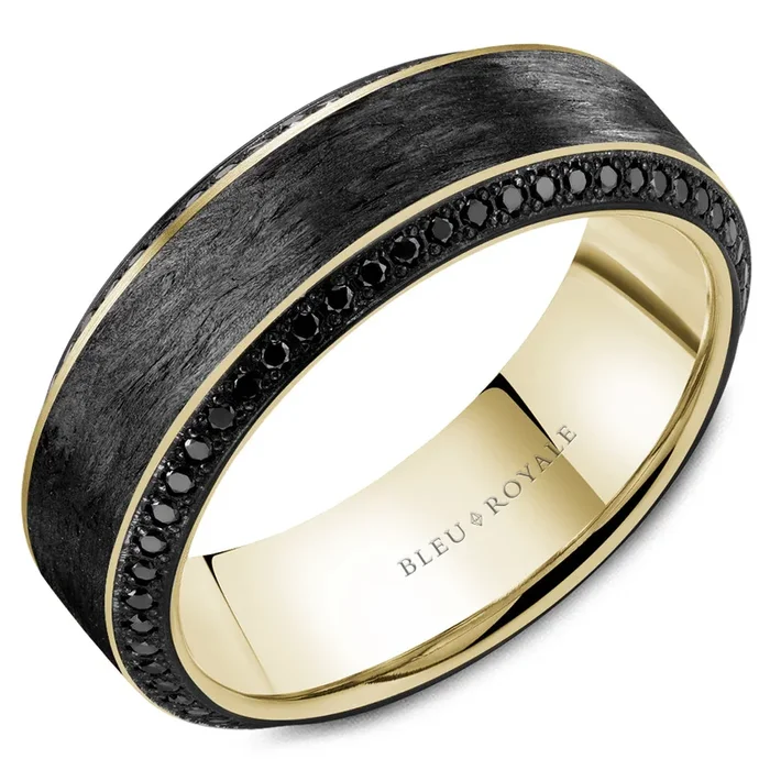 7.5MM Black Diamond Wedding Band
