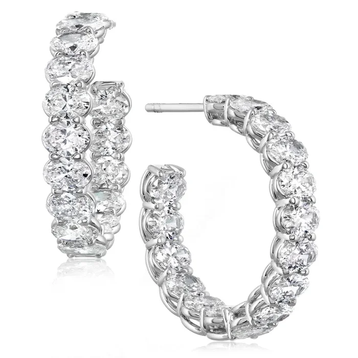 7.80 Carat Oval Diamond Hoop Earrings
