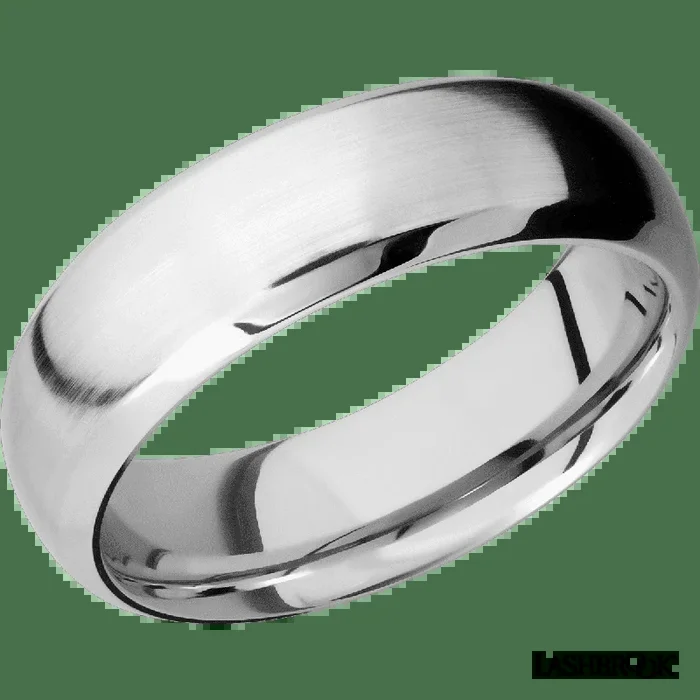 7 mm wide Domed Bevel 14K White Gold band