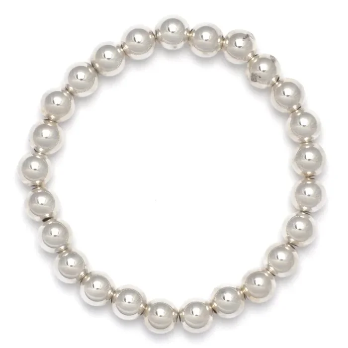7mm Silver Round Bead Stretch Bracelet