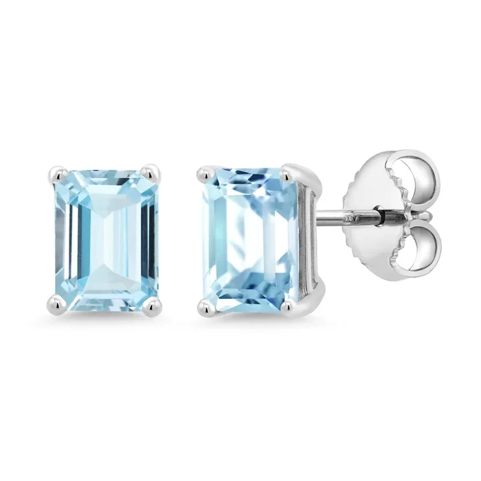7X5MM Emerald Cut Gemstone Birthstone Stud Earrings For Women Men | 925 Sterling Silver | Fine Jewelry Gifts for Her Mom Women Wife