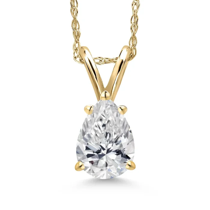 7X5MM Pear Shape Gemstone Birthstone Pendant Necklace For Women | 10K Yellow Gold | Gold Necklace | With 18 Inch Chain | Fine Jewelry Gifts for Her Mom Women Wife