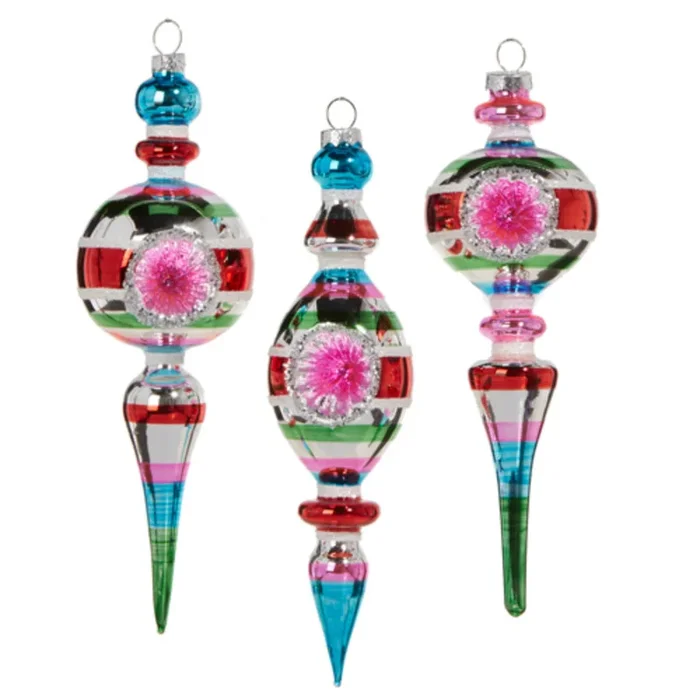 8.5″ Striped Vintage Finial Ornament