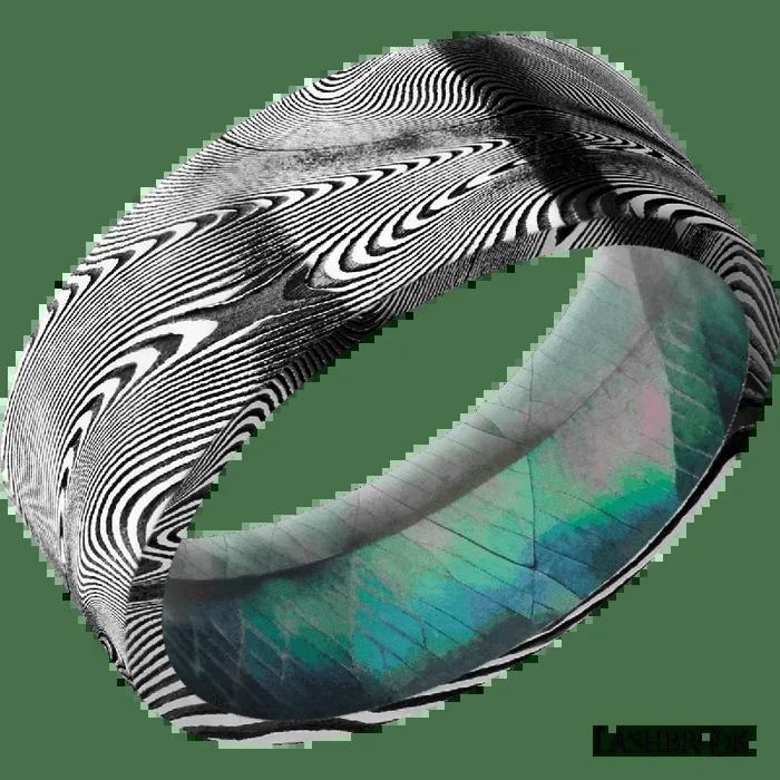 8 mm wide Flat Tight weave band featuring a Black Mother of Pearl sleeve