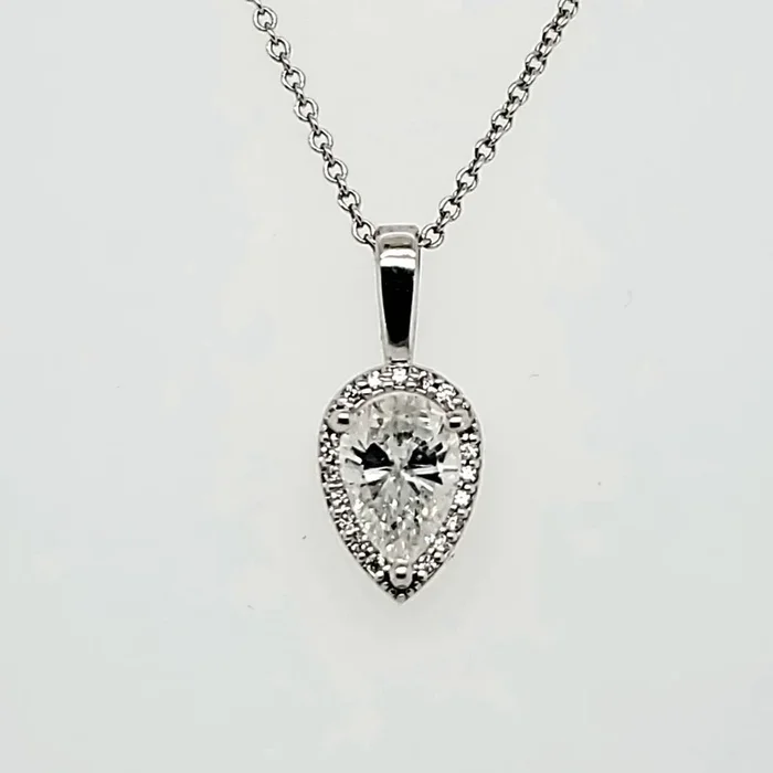 .80 Carat Pear Shaped Diamond Pendant in 14Kt White Gold