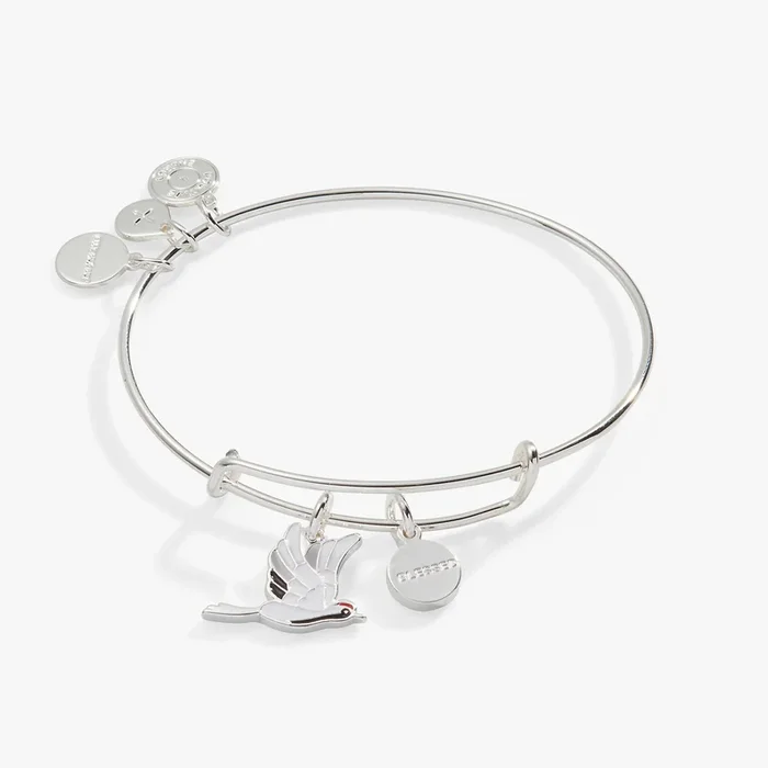 ‘Blessed’ Crane Duo Charm Bangle Bracelet