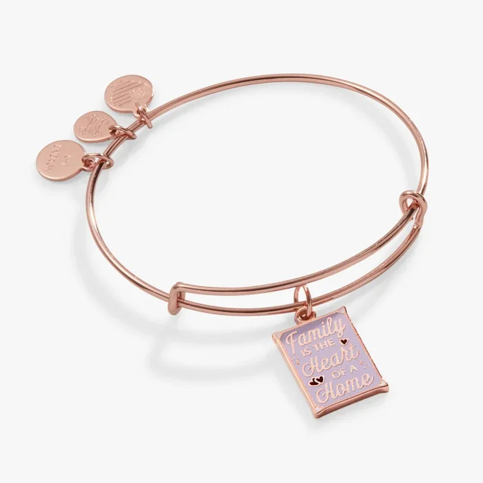 ‘Family is the Heart of a Home’ Charm Bangle Bracelet