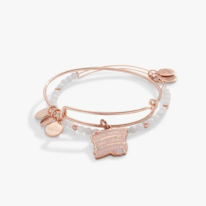 ‘Good Things Are Going to Happen’ Charm Bangle, Set of 2