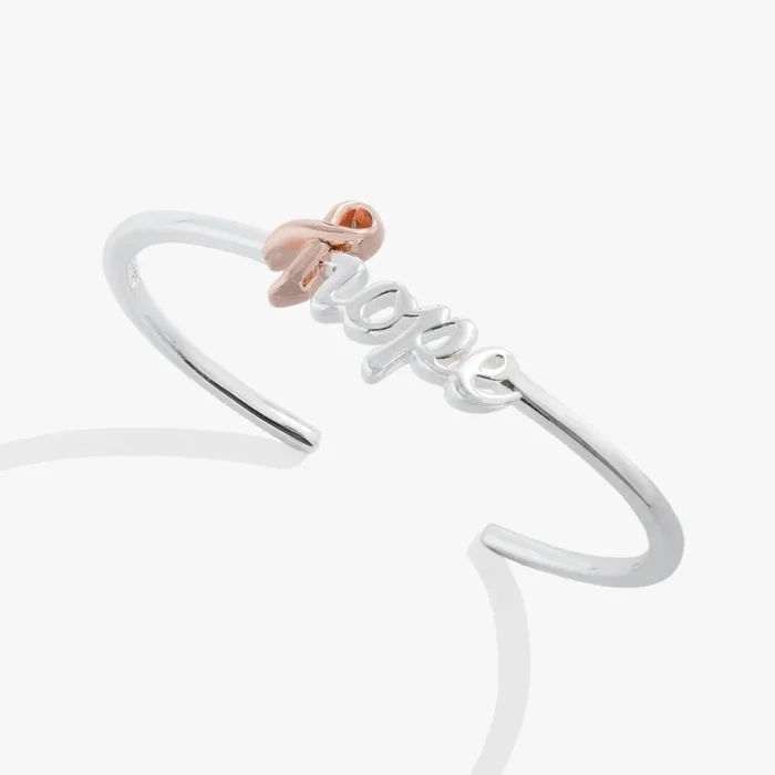 ‘Hope’ Breast Cancer Awareness Pink Ribbon Cuff