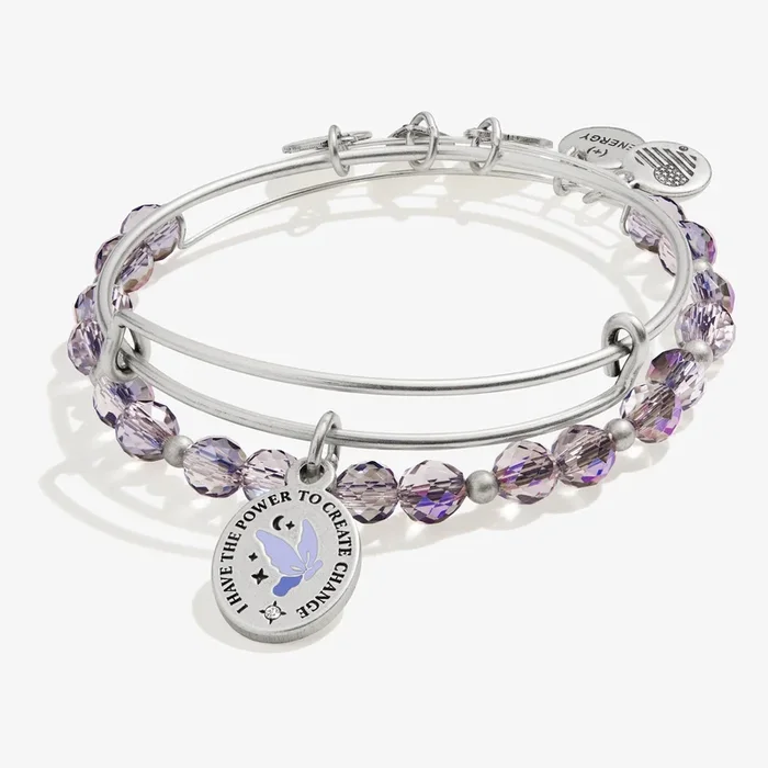 ‘I Have the Power to Create Change’ Charm Bangles, Set of 2