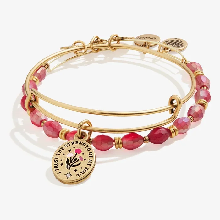 ‘I Trust the Strength of My Soul’ Charm Bangles, Set of 2