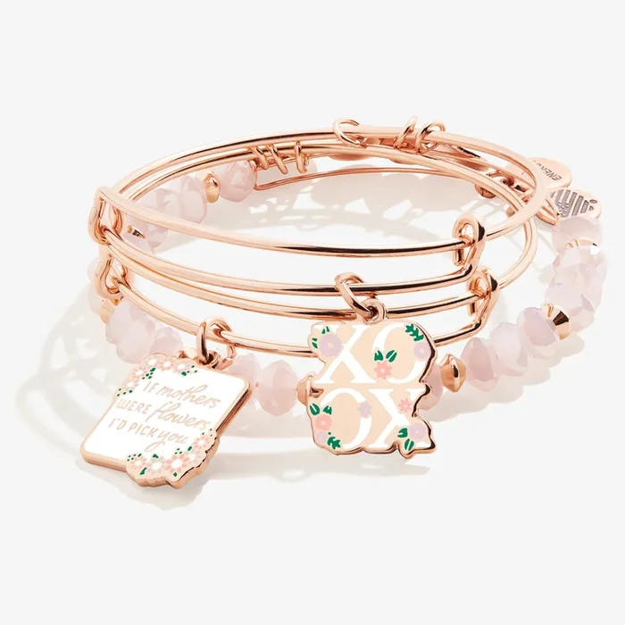 ‘If Mothers Were Flowers, I’d Pick You’ XOXO Charm Bangles, Set of 3