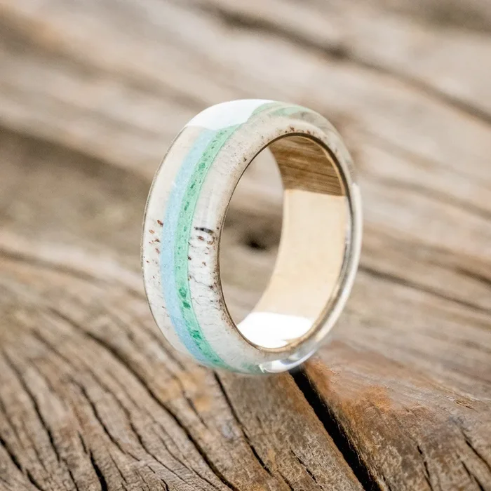 “CANYON” – MALACHITE, ANTLER & TURQUOISE WEDDING BAND