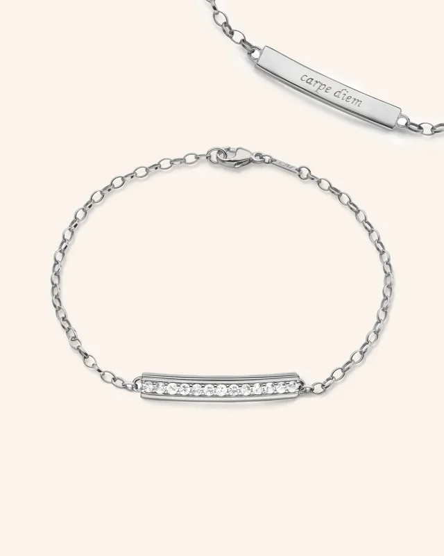 “Carpe Diem” White Sapphire Poesy Bracelet