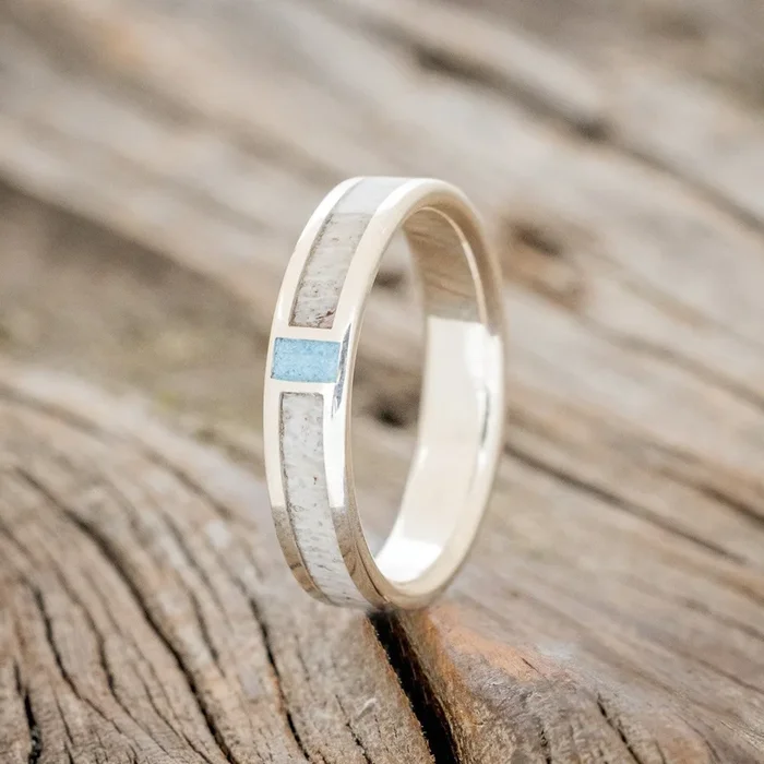 “CASPIAN” – ANTLER & TURQUOISE WEDDING RING