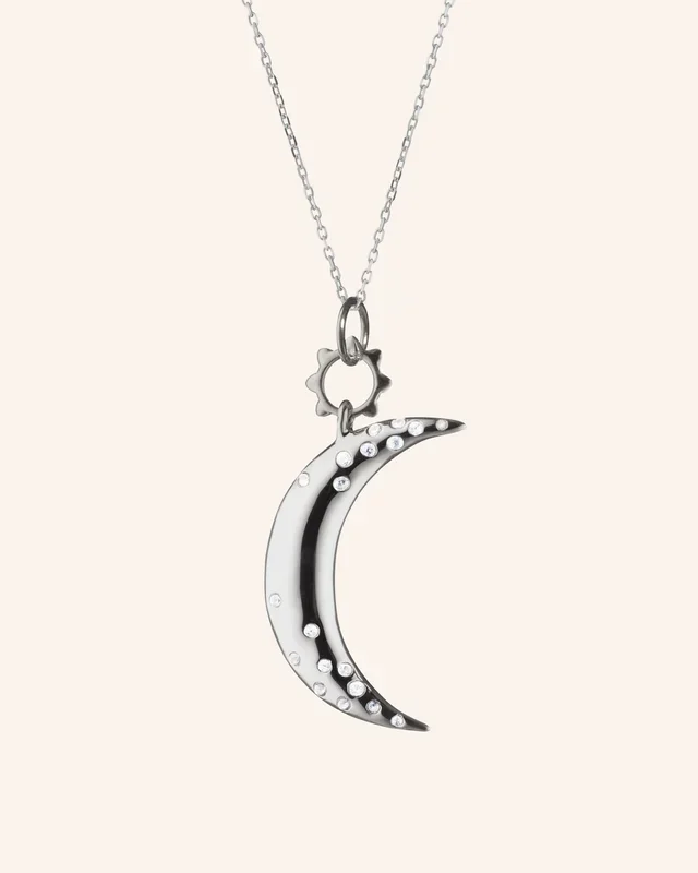 “Dream” Moon Necklace with White Sapphires
