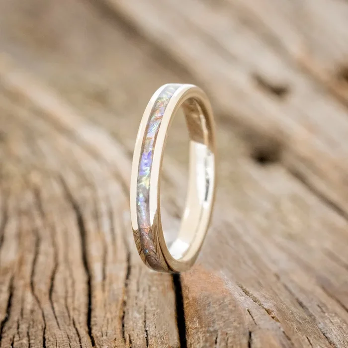 “ETERNA” – TITANIUM BURL DICHROLAM STACKING WEDDING BAND