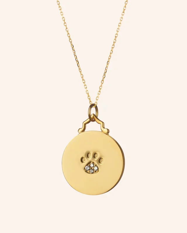 “Forever Faithful” Paw Print Necklace with Diamonds