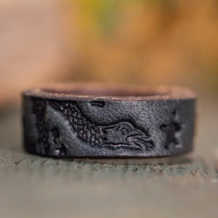 “Join, or Die” Leather Ring | Stone Blue
