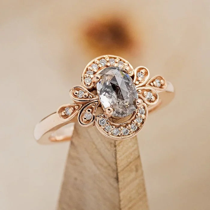 “NORA” – ENGAGEMENT RING WITH DIAMOND ACCENTS – MOUNTING ONLY – SELECT YOUR OWN STONE