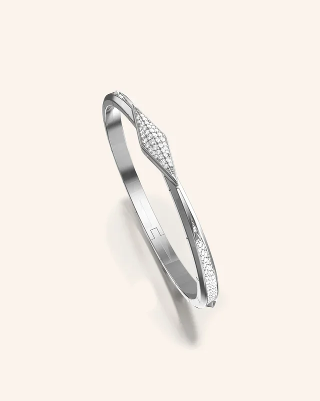 “Points North” Sterling Silver Pavé Sapphire Cuff
